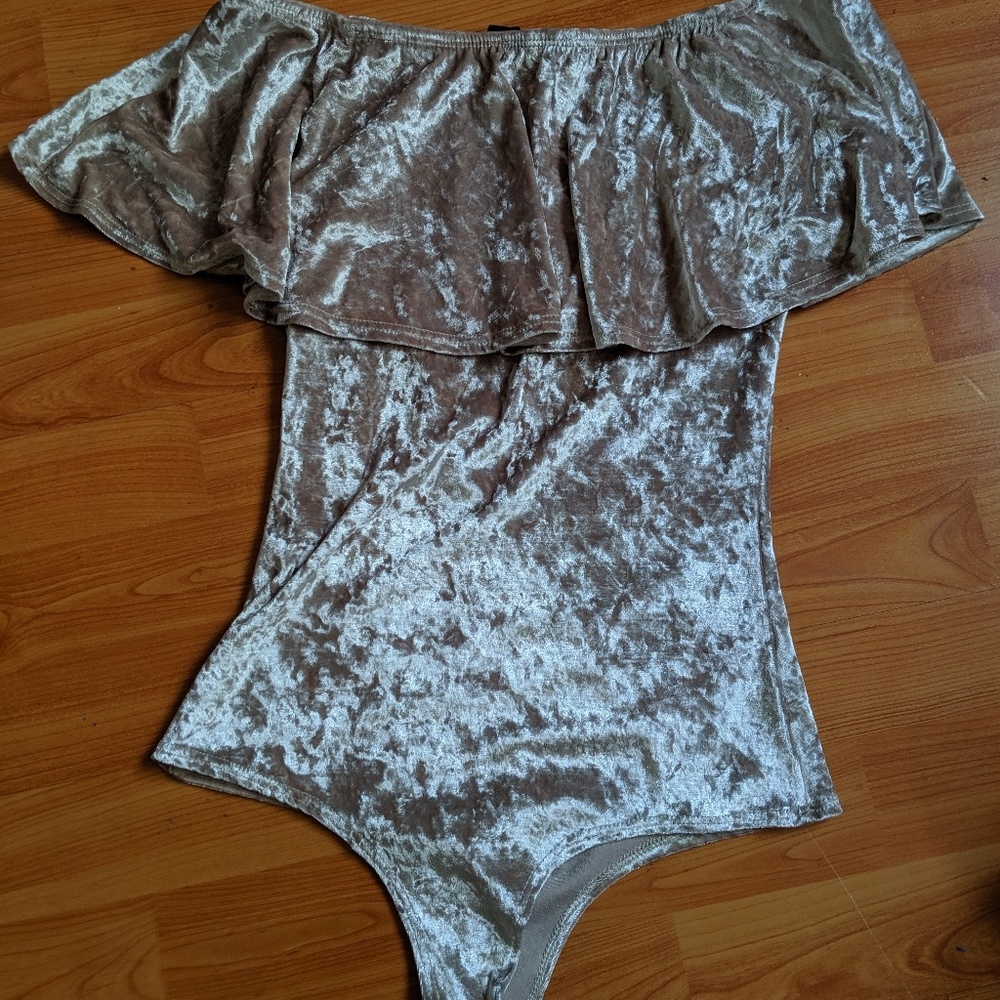 Velvet off-shoulder bodysuit
